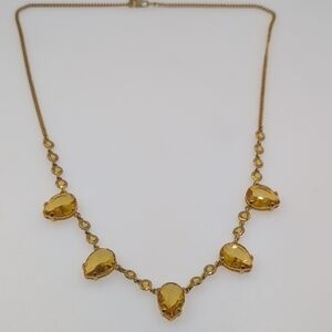 J. Crew Gold Necklace with Yellow Orange Gems